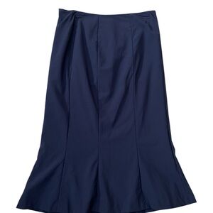 Ralph Lauren navy wool, lined A-line with flare midi skirt size 6.
